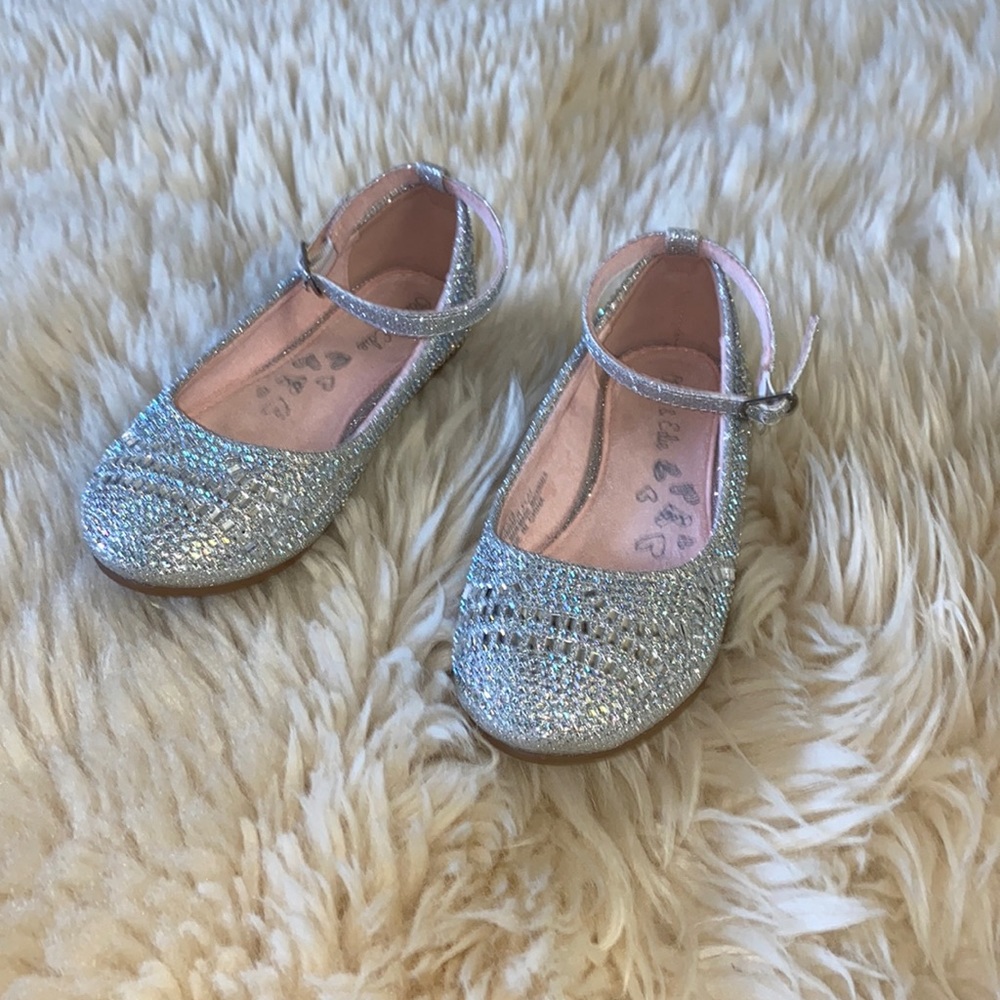 Silver rhinestone flats - girls size 13 worn once